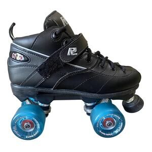 Sure-Grip GT-50 Roller Skates w/ Blue Motion Wheels - Men's US 7 Women's 9 Black
